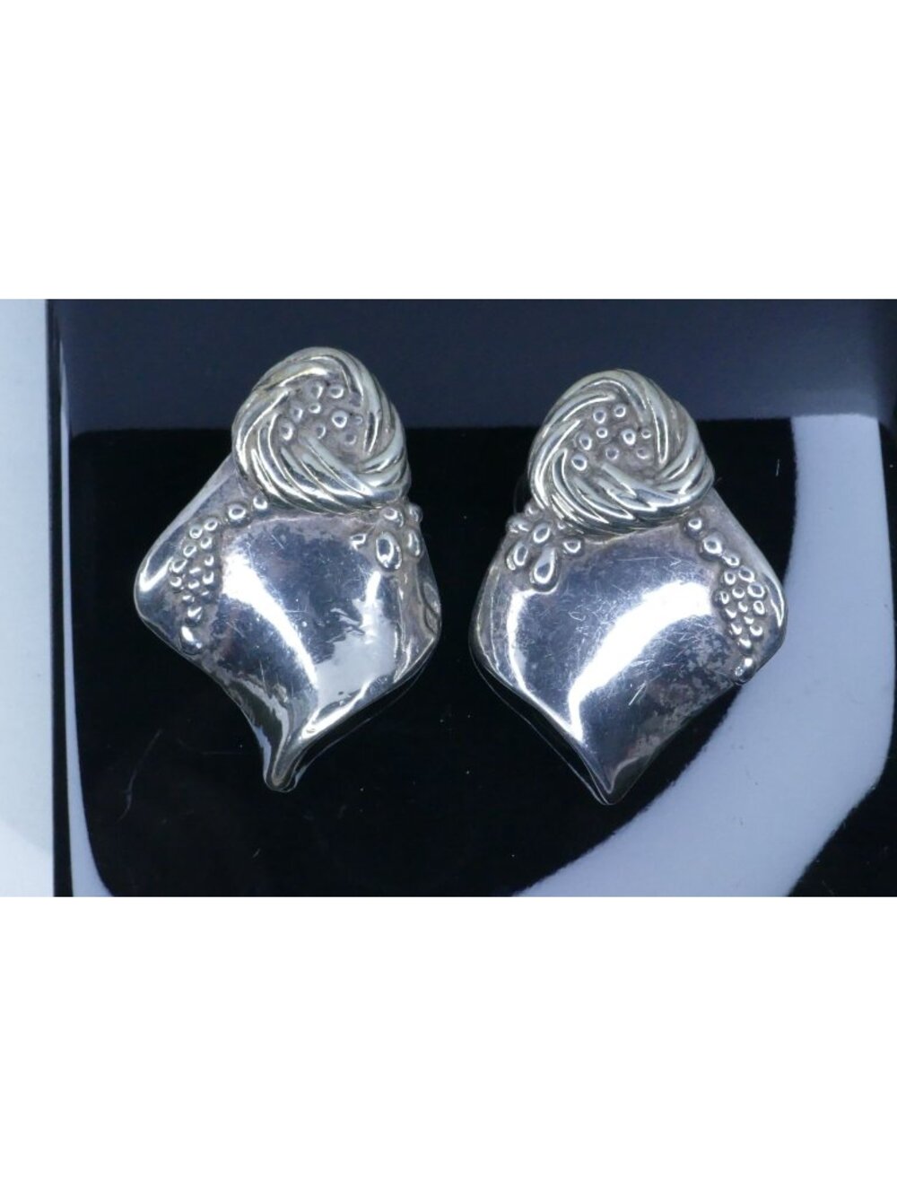 Vintage Jem Israel 925 Sterling Silver Modernist Electroform Omega Earrings